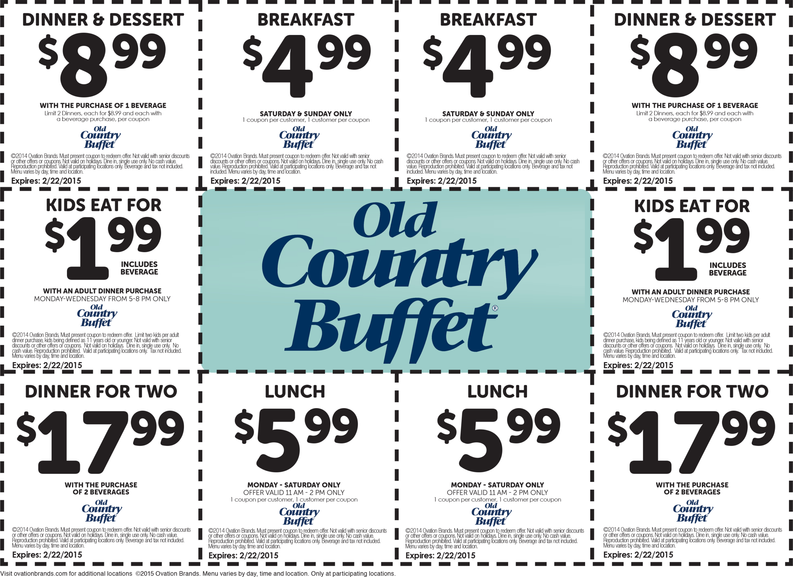 $2 Kids, $5 Breakfast, $6 Lunch & More At Old Country Buffet | Old with Old Country Buffet Printable Coupons Buy One Get One Free