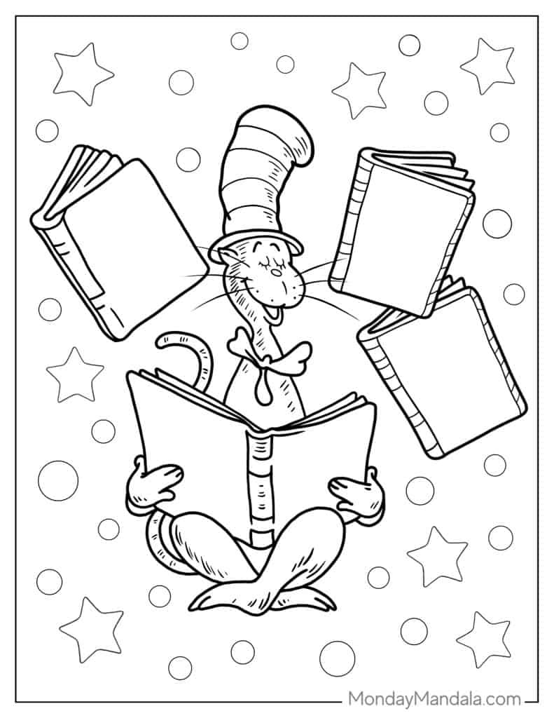 20 Cat In The Hat Coloring Pages (Free Pdf Printables within Free Printable Cat In The Hat Pictures
