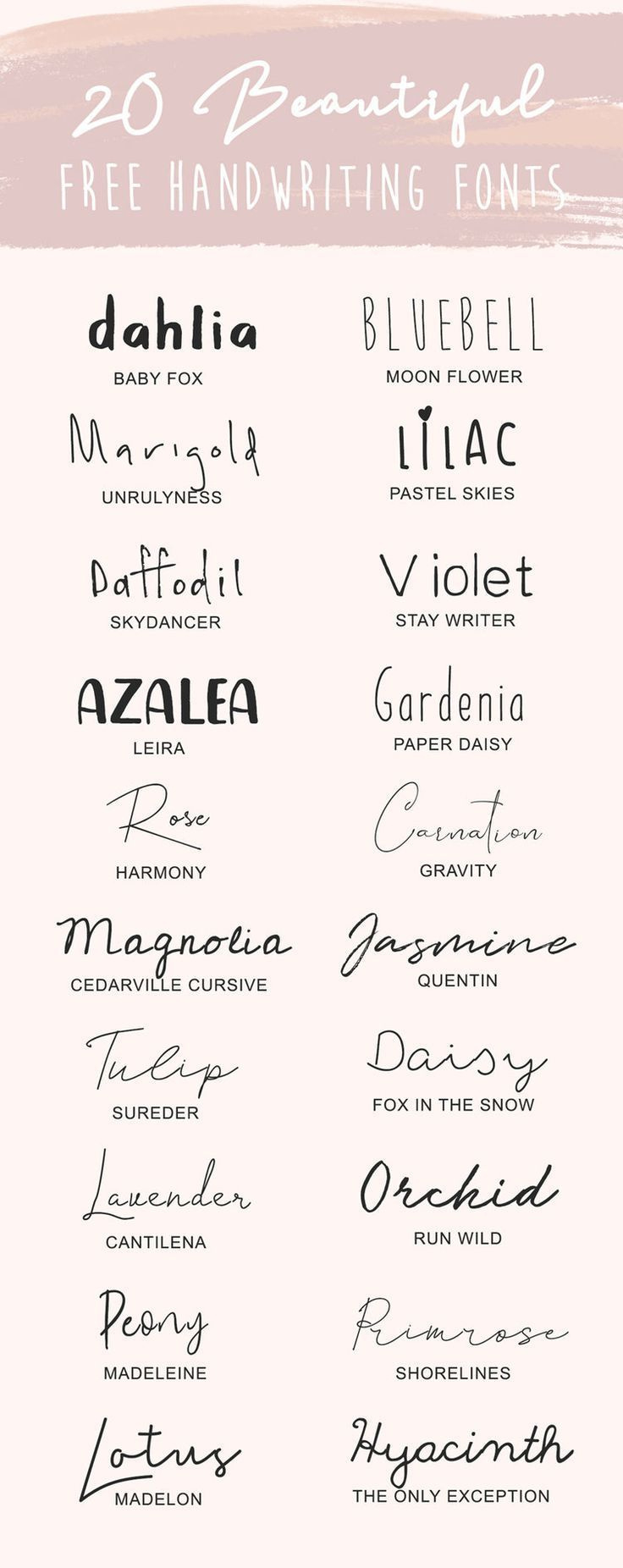20 Favorite Free Handwriting Fonts with regard to Free Printable Fonts