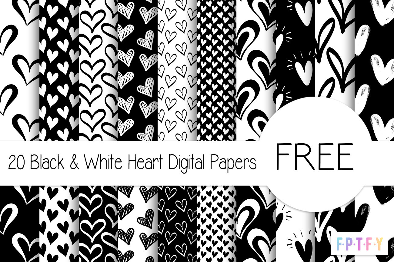 20 Free Black And White Heart Digital Papers - Free Pretty Things regarding Free Printable Scrapbook Paper