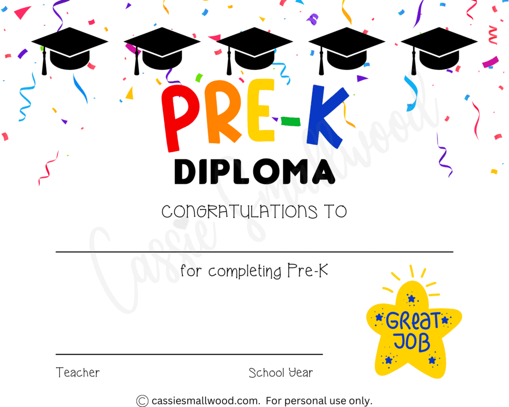 20 Preschool And Kindergarten Graduation Certificates (Free regarding Preschool Graduation Diploma Free Printable