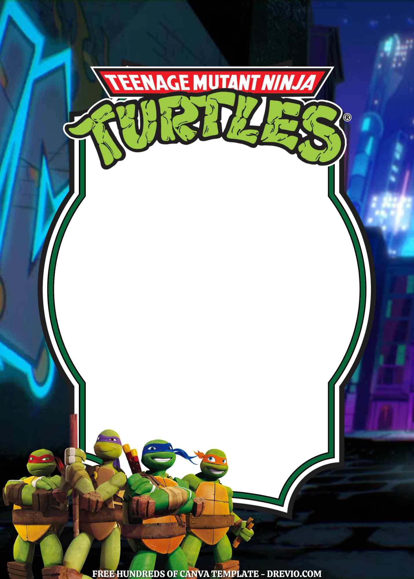 20+ Teenage Mutant Ninja Turtles Canva Birthday Invitation within Free Printable Ninja Turtle Birthday Invitations