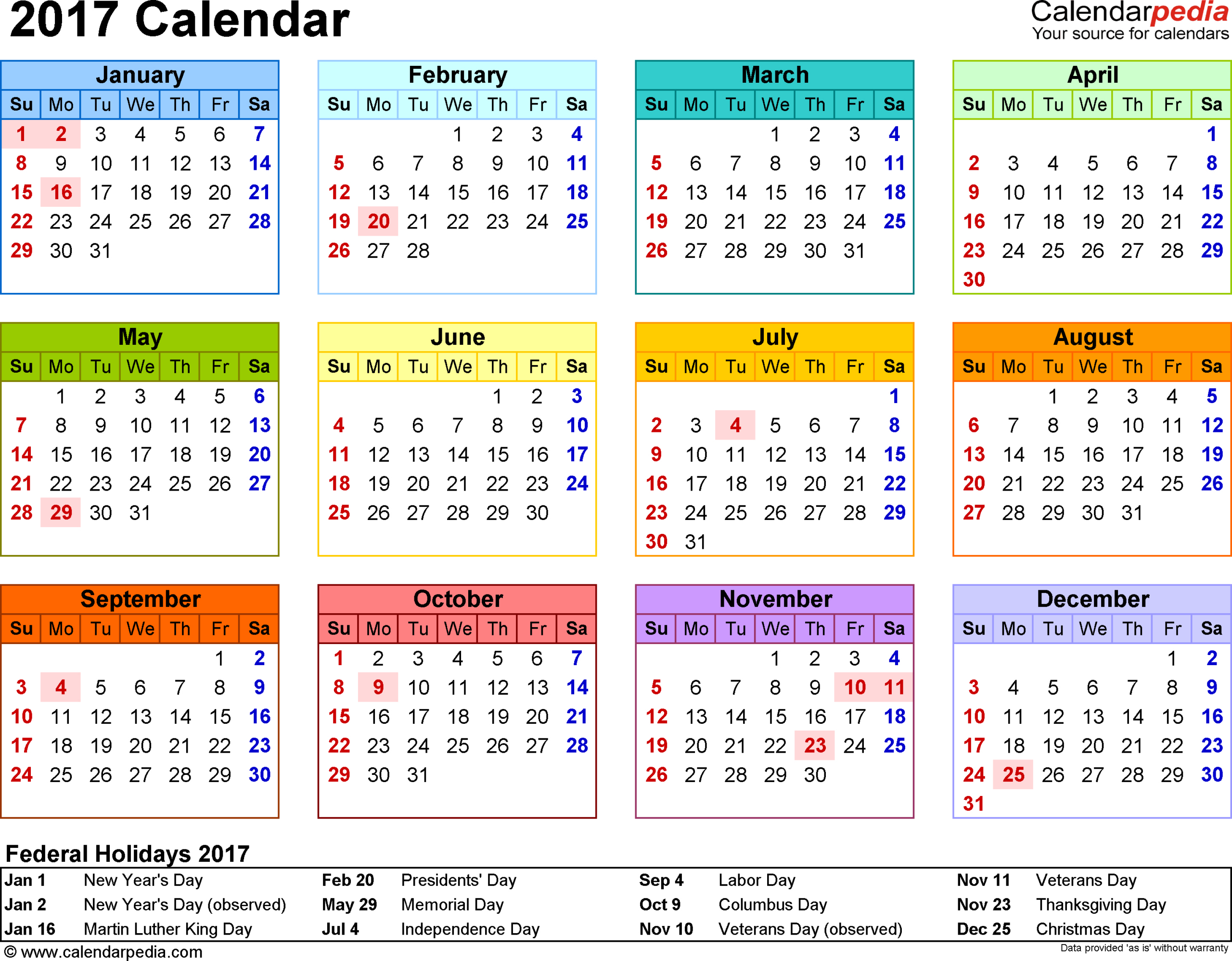 2017 Calendar - 17 Free Printable Word Calendar Templates with regard to Free 2017 Printable