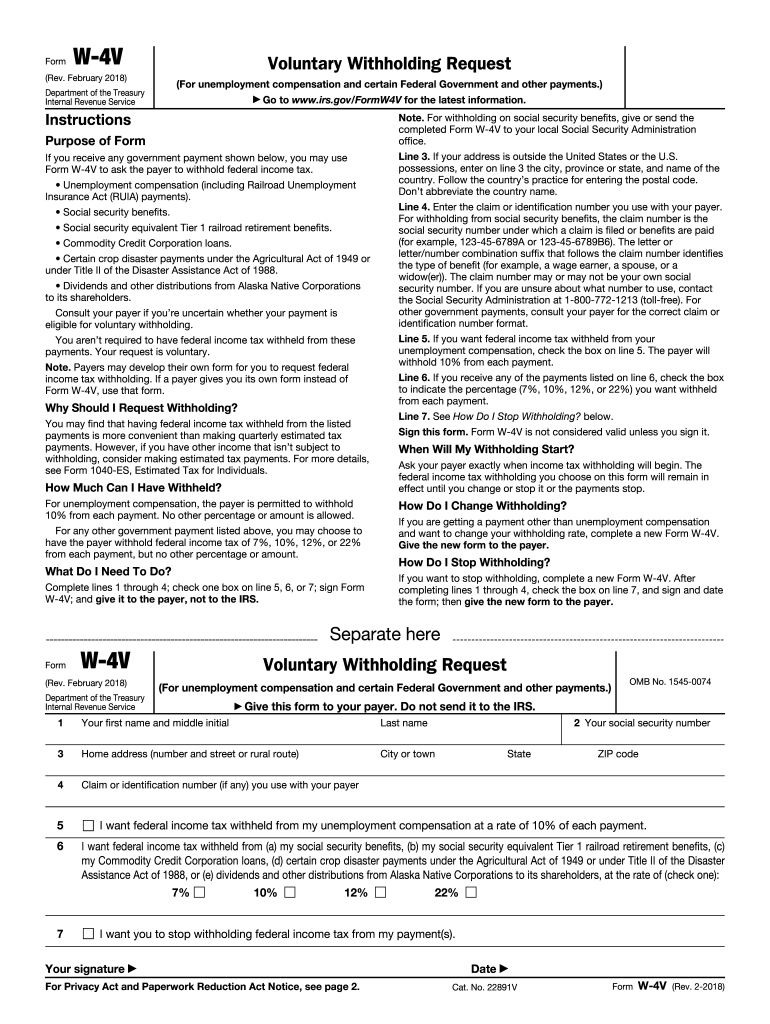 2018-2025 Form Irs W-4V Fill Online, Printable, Fillable, Blank within Free Printable W 4 Form