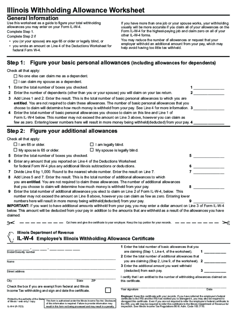 2023-2025 Form Il Il-W-4 Fill Online, Printable, Fillable, Blank inside Free Printable W 4 Form