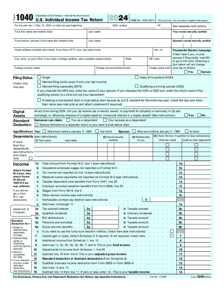 2024 Form Irs 1040 Fill Online, Printable, Fillable, Blank - Pdffiller with Free Printable Irs 1040 Forms