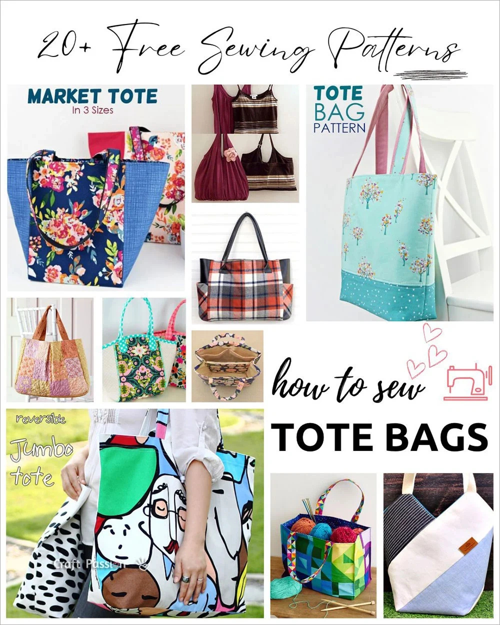 21 Free Tote Bag Patterns To Sew • Craft Passion in Free Printable Purse Patterns To Sew