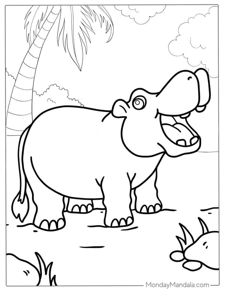 22 Hippo Coloring Pages (Free Pdf Printables) with Free Printable Hippo Coloring Pages