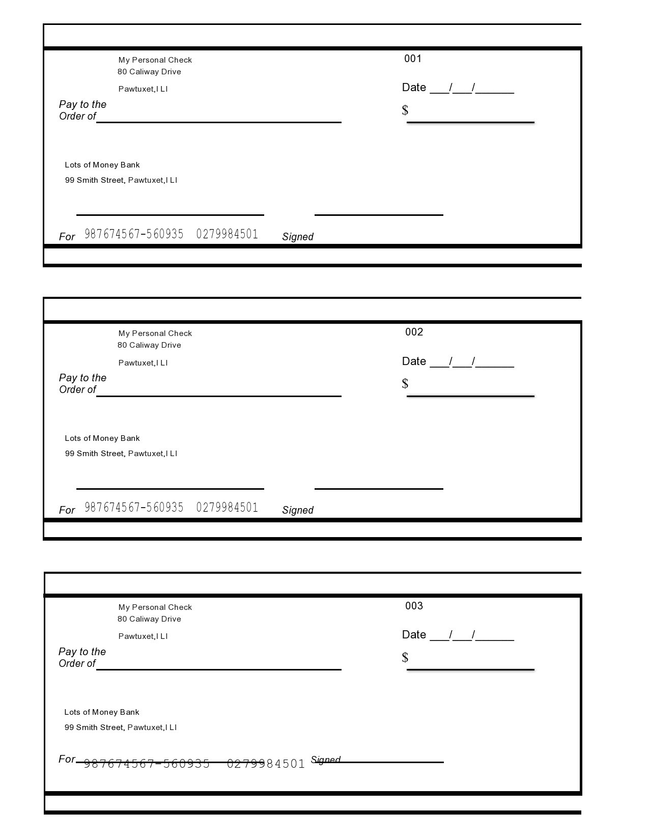 23 Blank Check Templates (Real &amp;amp; Fake) ᐅ Templatelab with Free Printable Play Checks