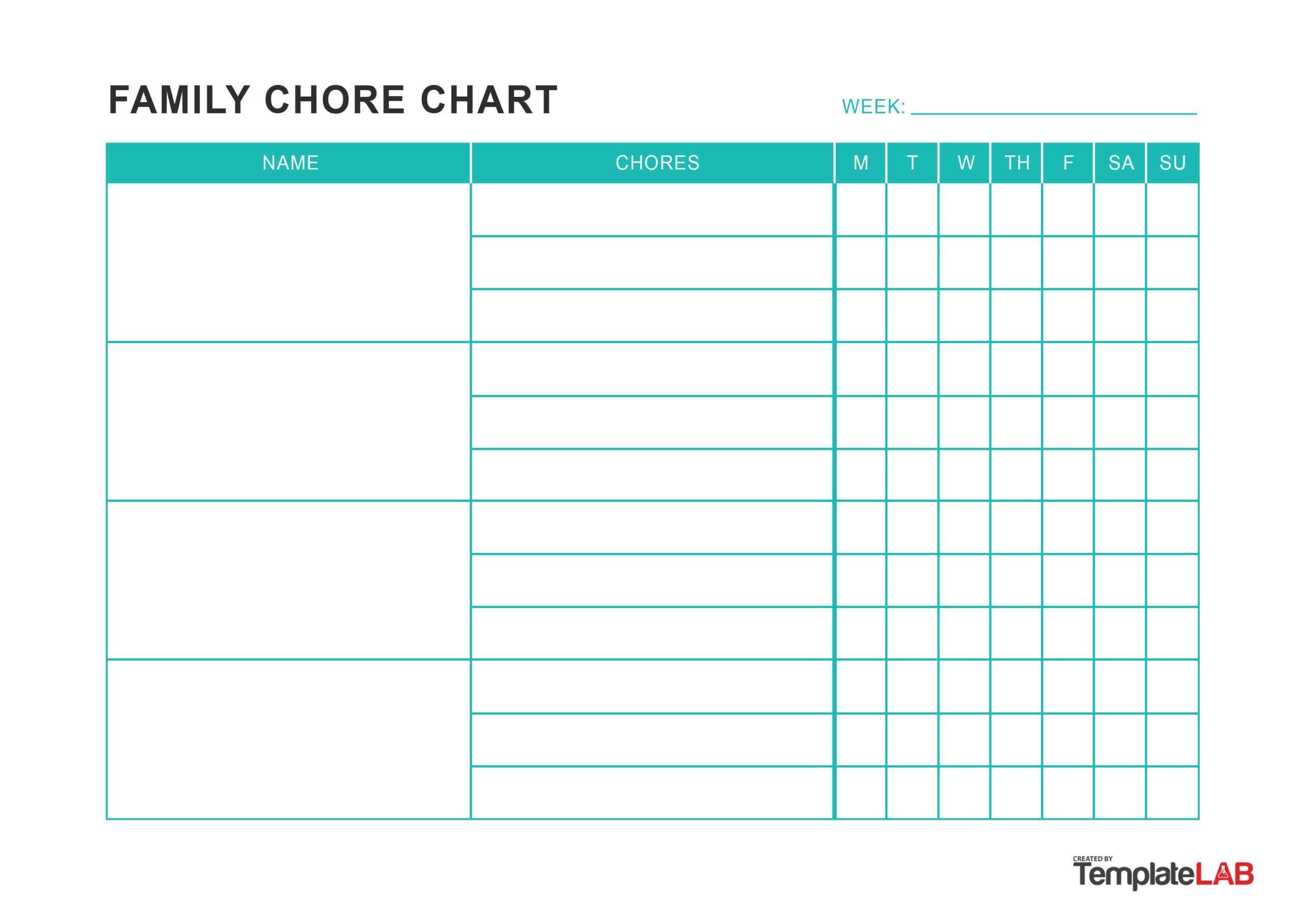 23 Free Chore Chart Templates For Kids ᐅ Templatelab - Worksheets inside Free Printable Chore Chart Templates
