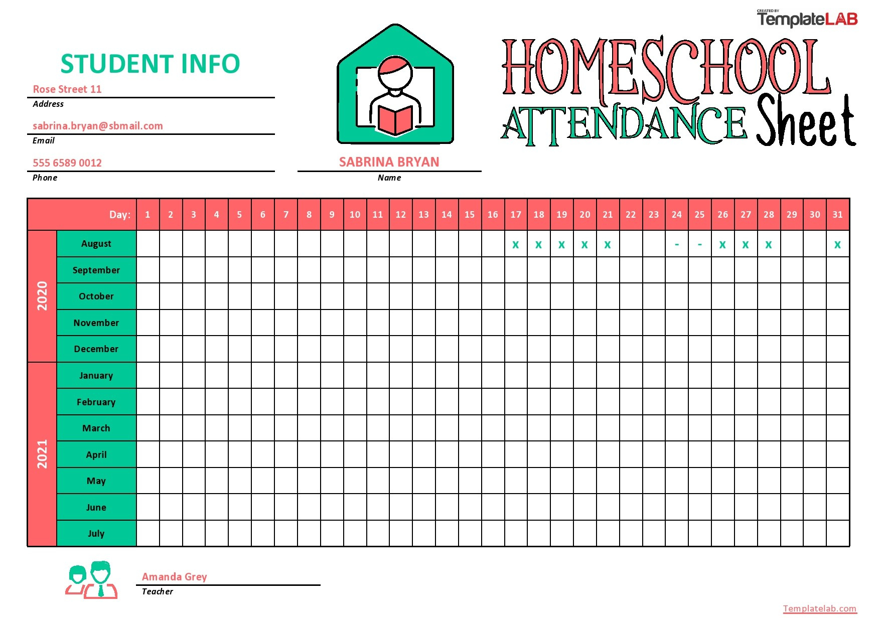 23 Free Printable Attendance Sheet Templates [Word/Excel] with Free Printable Attendance Sheets For Homeschool