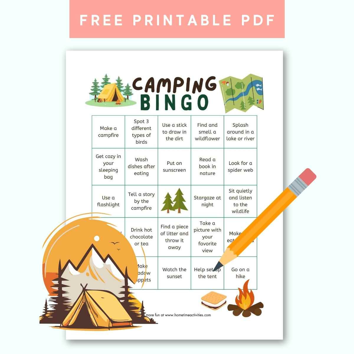24 Camping Activities For Kids (Printable Activity Bingo) inside Free Printable Camping Games