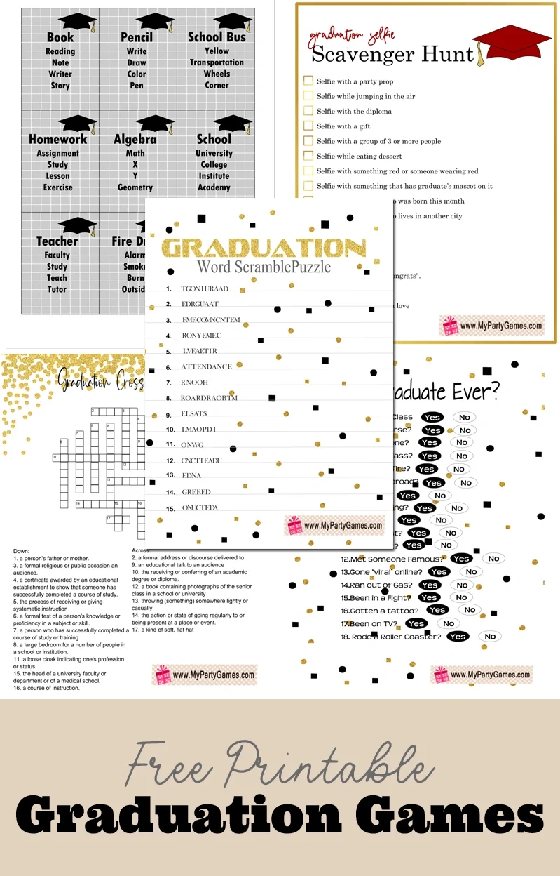 24 Free Printable Graduation Games within Free Printable Graduation Party Games
