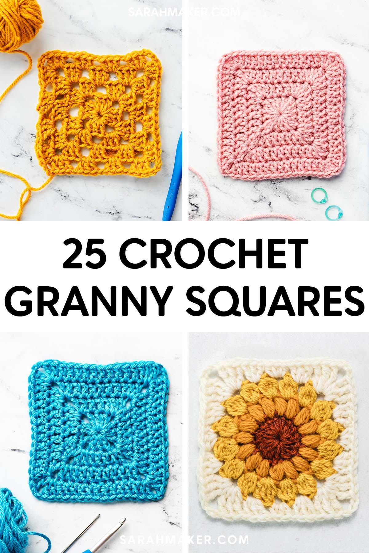 25 Free & Easy Granny Square Patterns - Sarah Maker in Free Printable Crochet Granny Square Patterns
