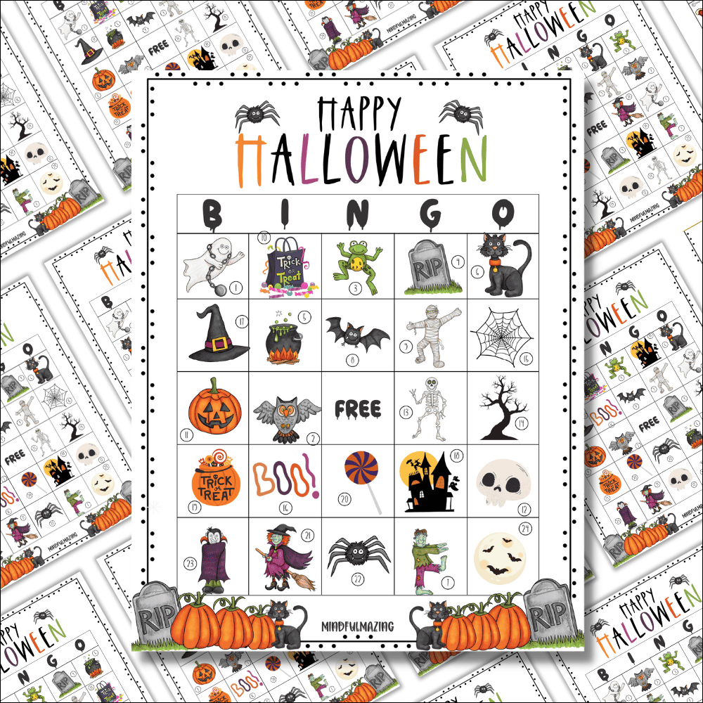 25 Free Printable Halloween Bingo Cards For Kids • Mindfulmazing regarding Free Printable Halloween Bingo Cards