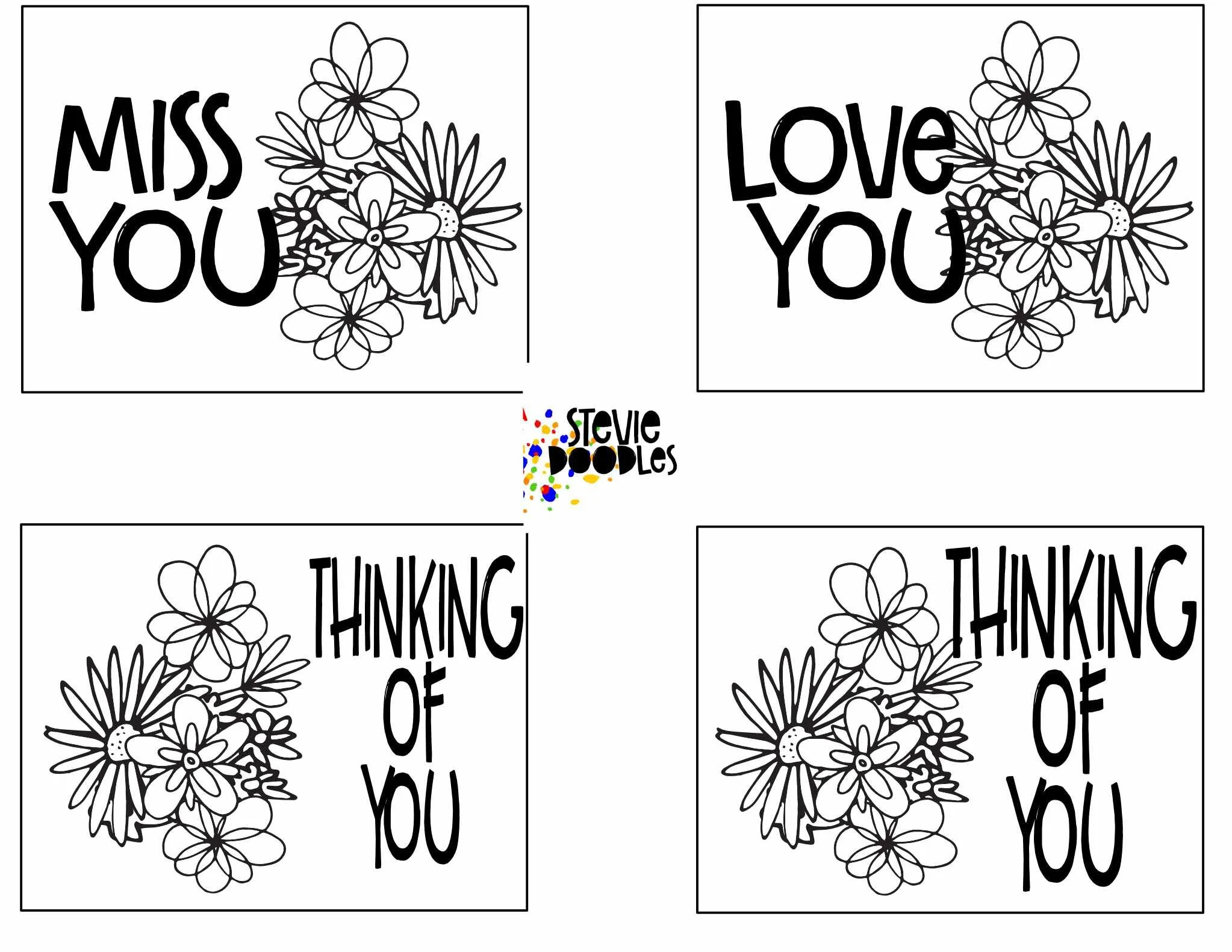 28 Free "Thinking Of You" Cards To Color — Stevie Doodles with Free Printable Thinking Of You Cards