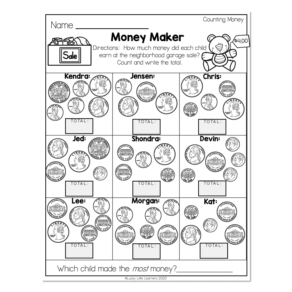 2Nd Grade Math Worksheets - Money - Counting Money - Money Maker in Free Printable Counting Money Worksheets For 2Nd Grade