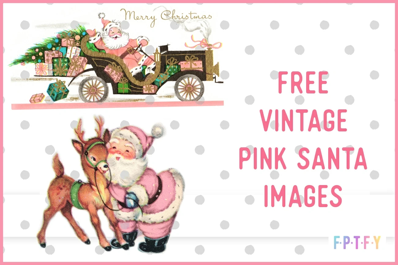 3 Free Pink Vintage Santa Images - Free Pretty Things For You intended for Free Printable Vintage Christmas Clip Art