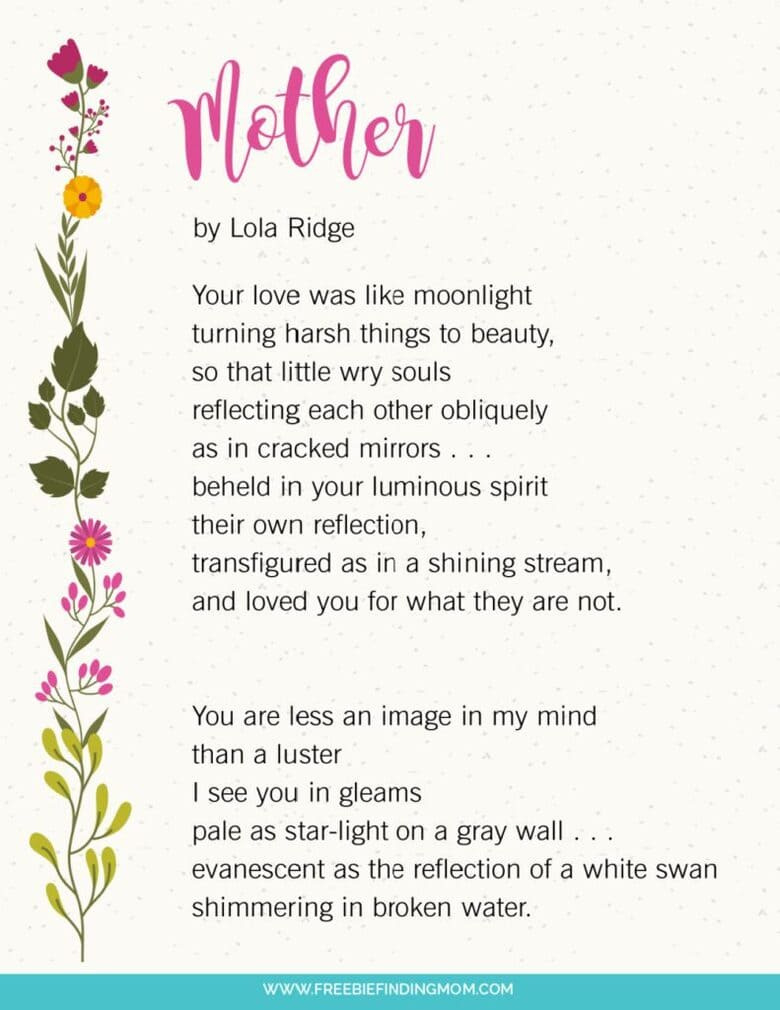 3 Free Printable Short Poems For Moms with Free Printable Mothers Day Poems