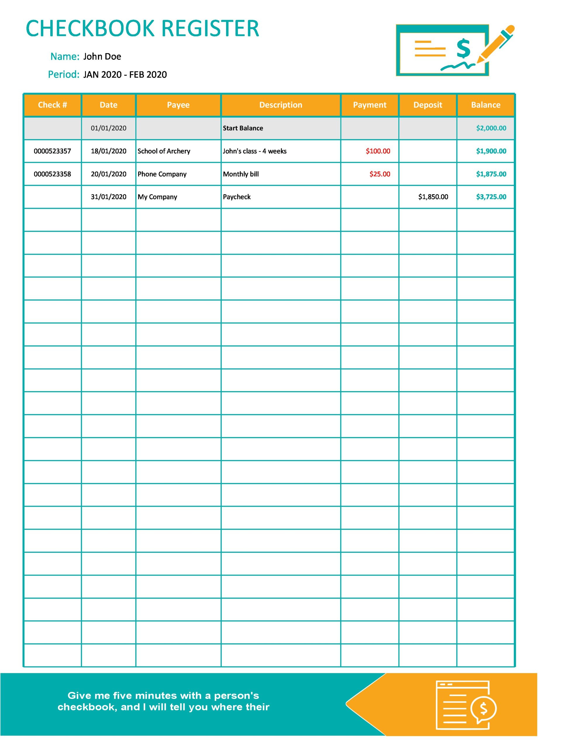 30 Printable Check Register Templates (Excel) - Templatearchive inside Free Printable Blank Check Register Template