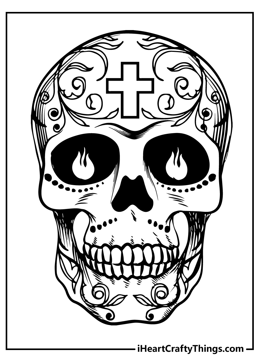 30 Sugar Skull Coloring Pages For Day Of The Dead for Free Printable Sugar Skull Coloring Pages