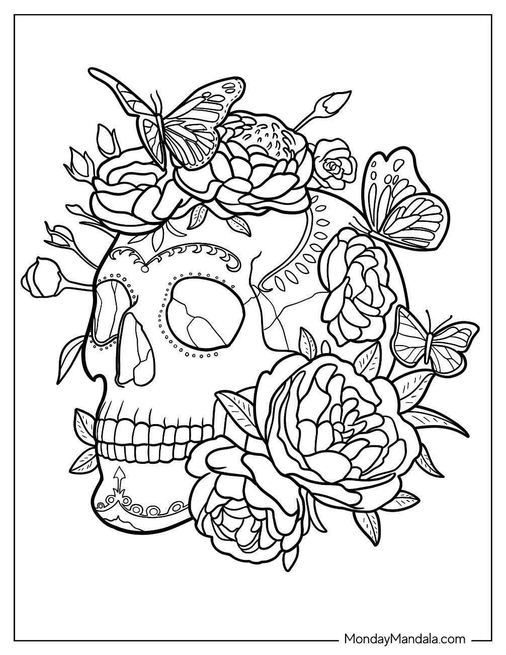 30 Sugar Skulls Coloring Pages (Free Pdf Printables) pertaining to Free Printable Sugar Skull Coloring Pages