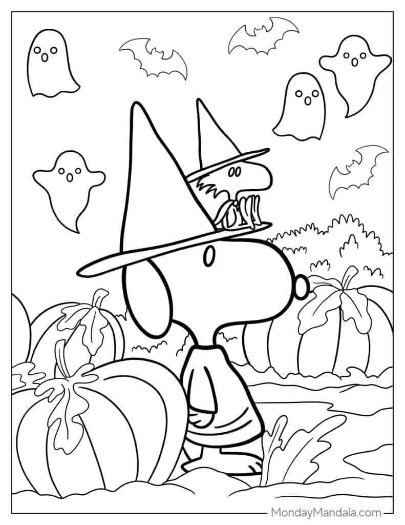 32 Peanuts & Snoopy Coloring Pages (Free Pdf Printables) intended for Free Printable Charlie Brown Halloween Coloring Pages