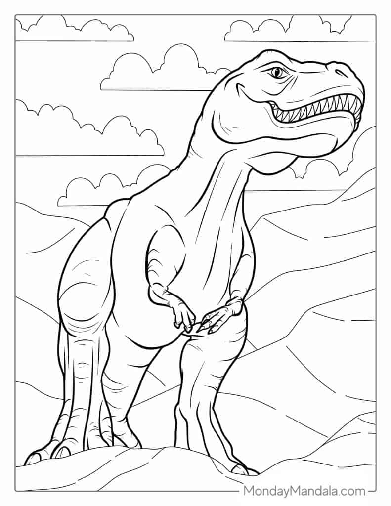 32 T-Rex Coloring Pages (Free Pdf Printables) inside Free Printable Dinosaur Coloring Pages