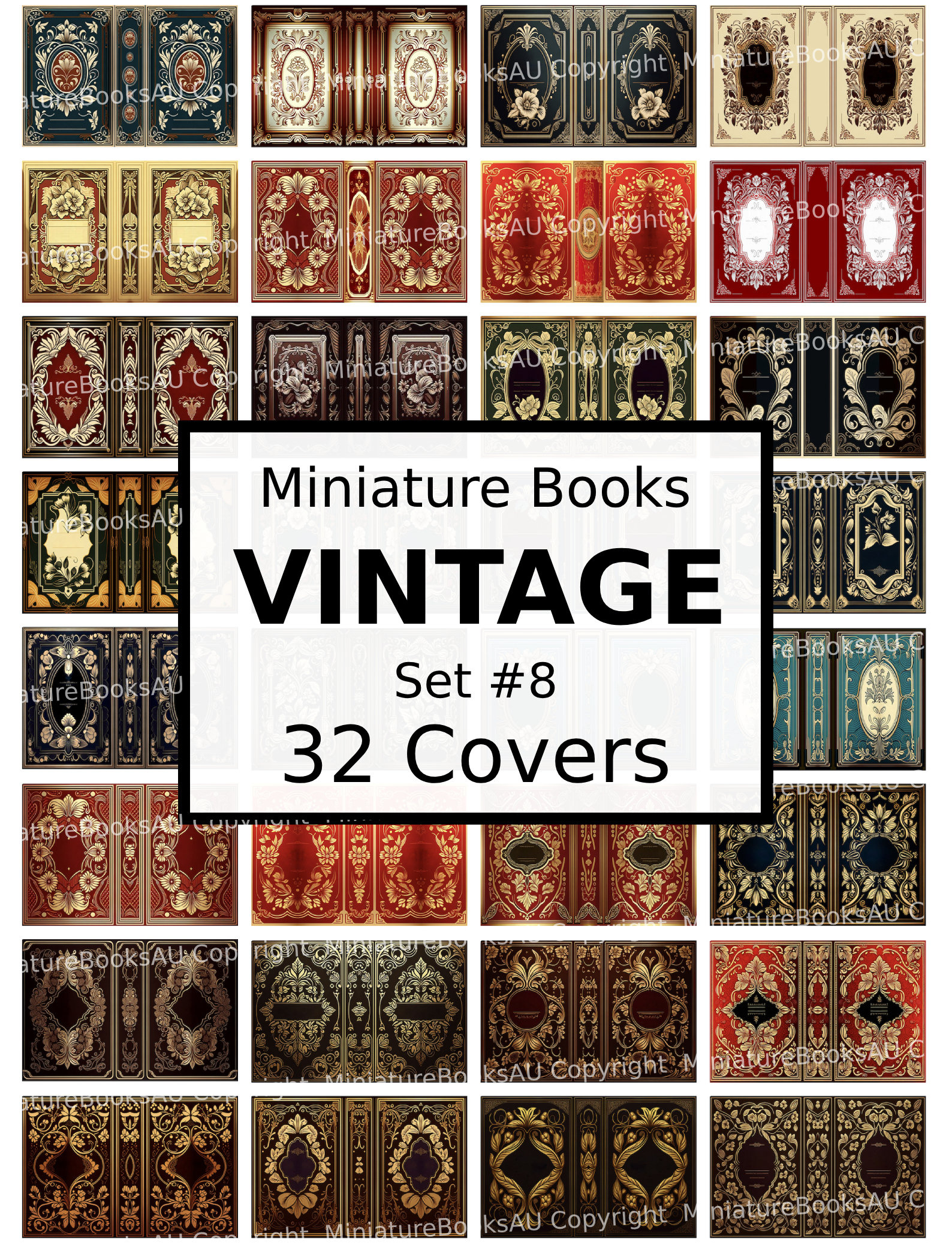 32 Vintage Miniature Book Covers, Downloadable Printable Books intended for Free Printable Miniature Book Covers