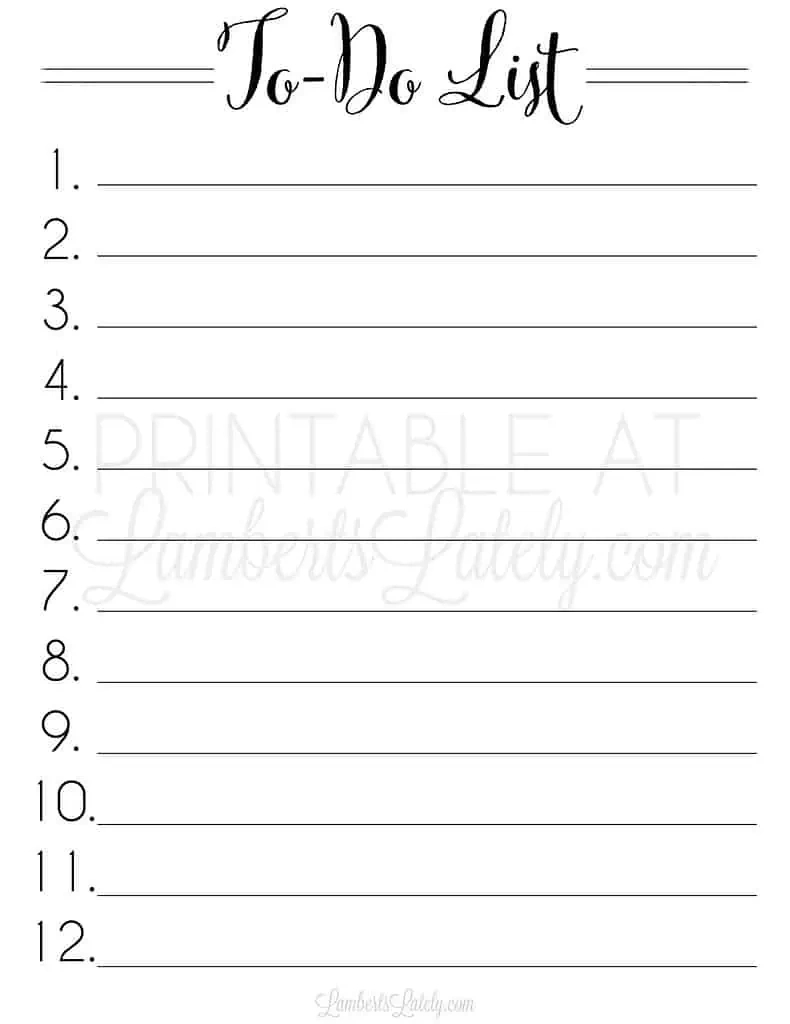 33 Free Printable To Do List Templates | Lamberts Lately in Free Printable Numbered List