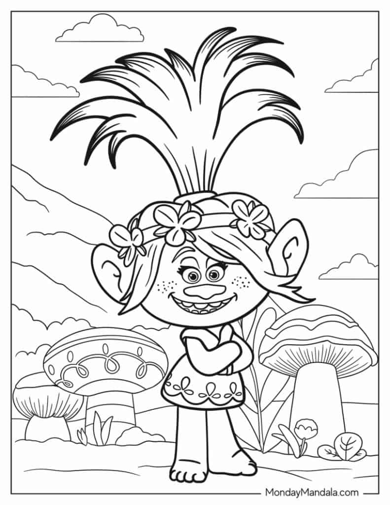 34 Trolls Coloring Pages (Free Pdf Printables) pertaining to Free Printable Troll Coloring Pages