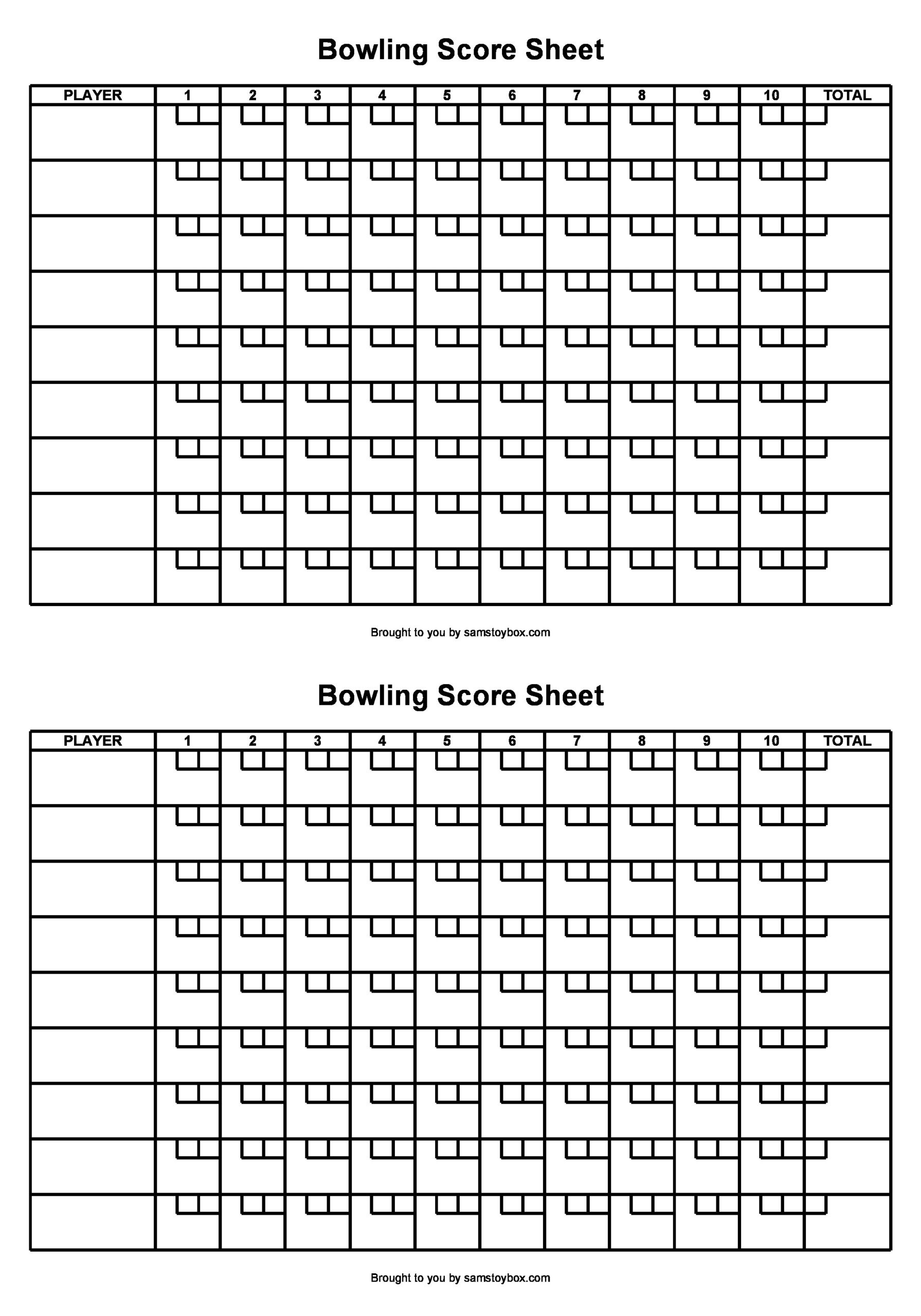 36 Printable Bowling Score Sheet Templates [&amp;amp; Examples] in Free Printable Bowling Score Sheets