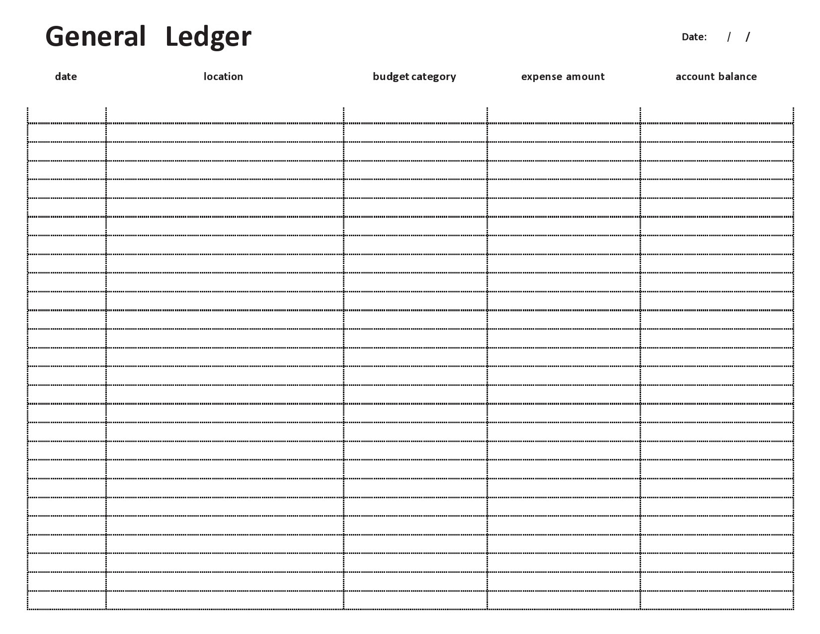 37 Perfect General Ledger Templates [Excel, Word] ᐅ Templatelab throughout Free Printable Accounting Ledger