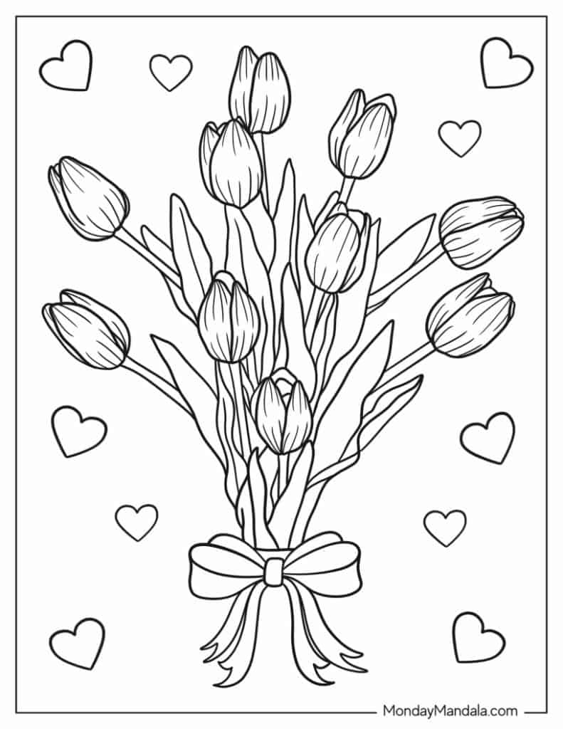 38 Tulip Coloring Pages (Free Pdf Printables) with regard to Free Printable Tulip Coloring Pages