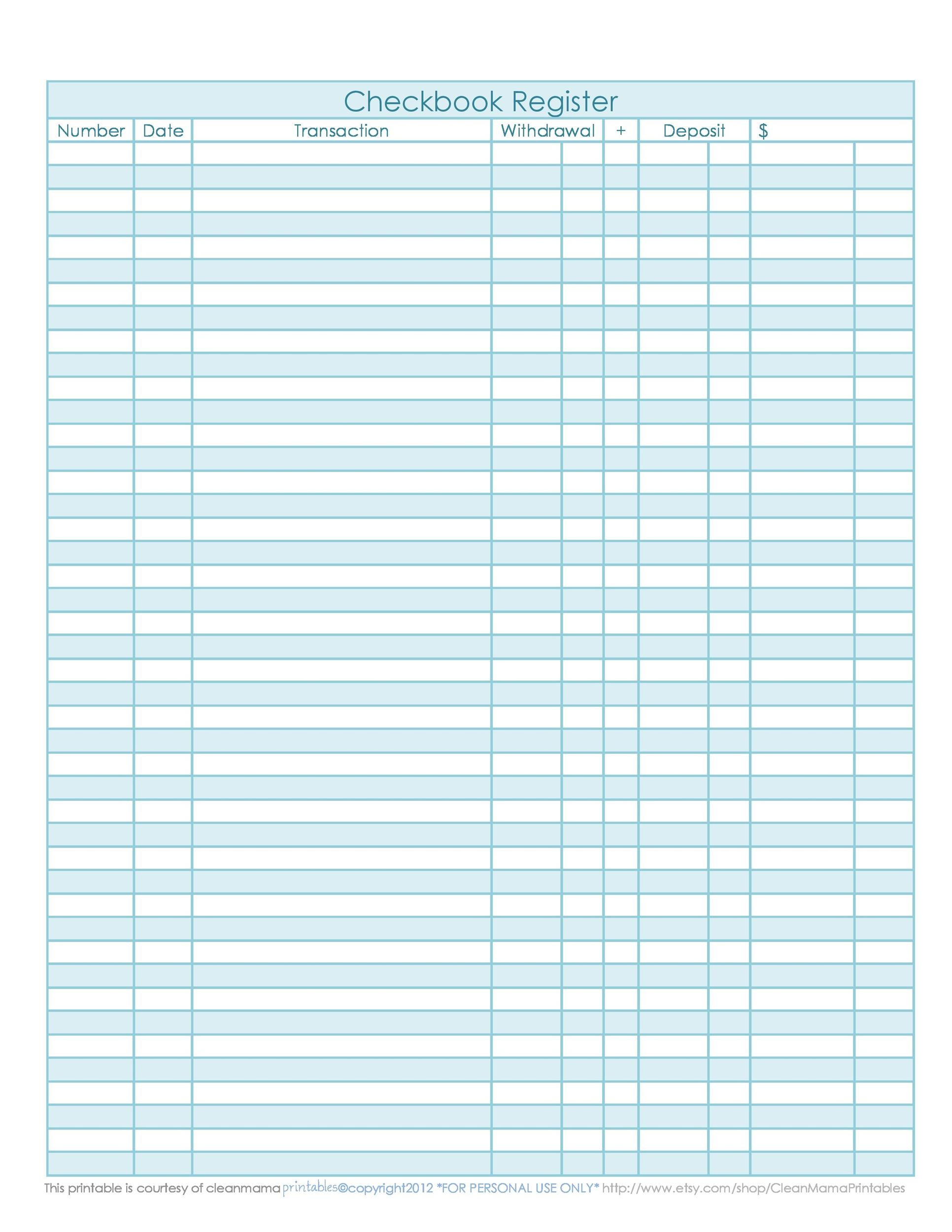39 Checkbook Register Templates [100% Free, Printable] ᐅ Templatelab regarding Free Printable Transaction Register