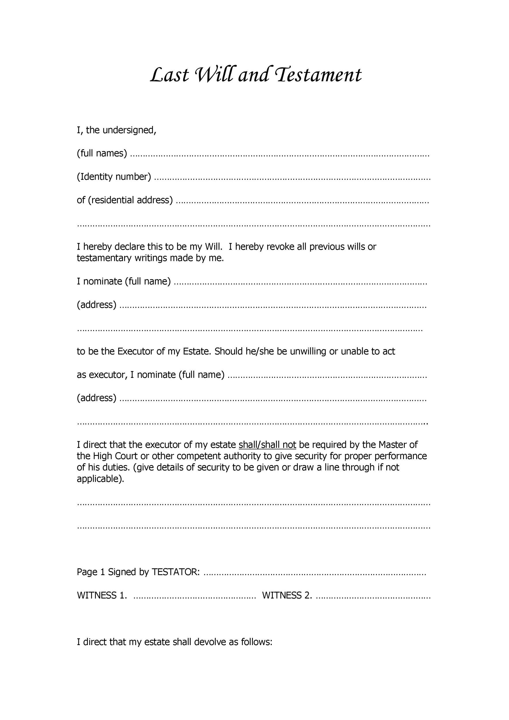 39 Last Will And Testament Forms & Templates ᐅ Templatelab with Free Printable Wills