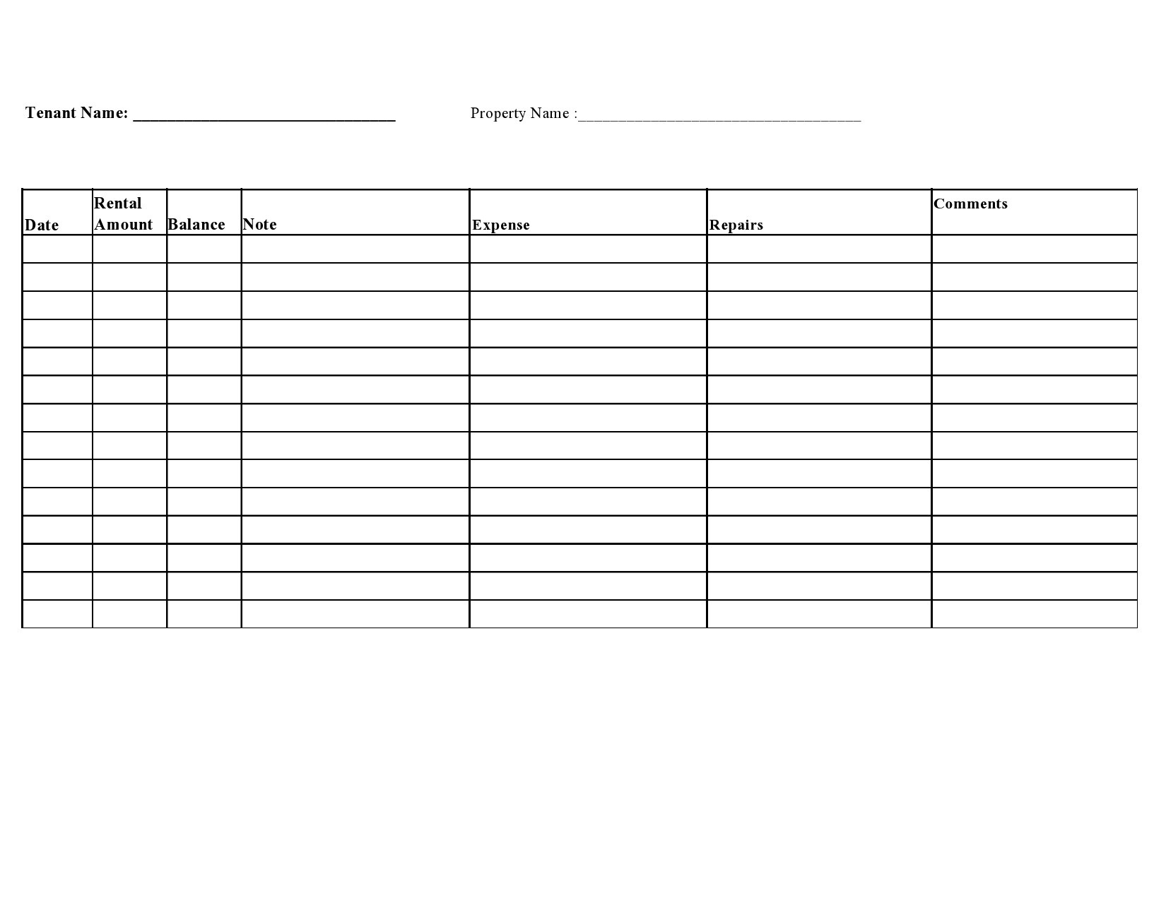 39 Printable Rental Ledger Templates (Lease Ledger) pertaining to Free Printable Rent Ledger