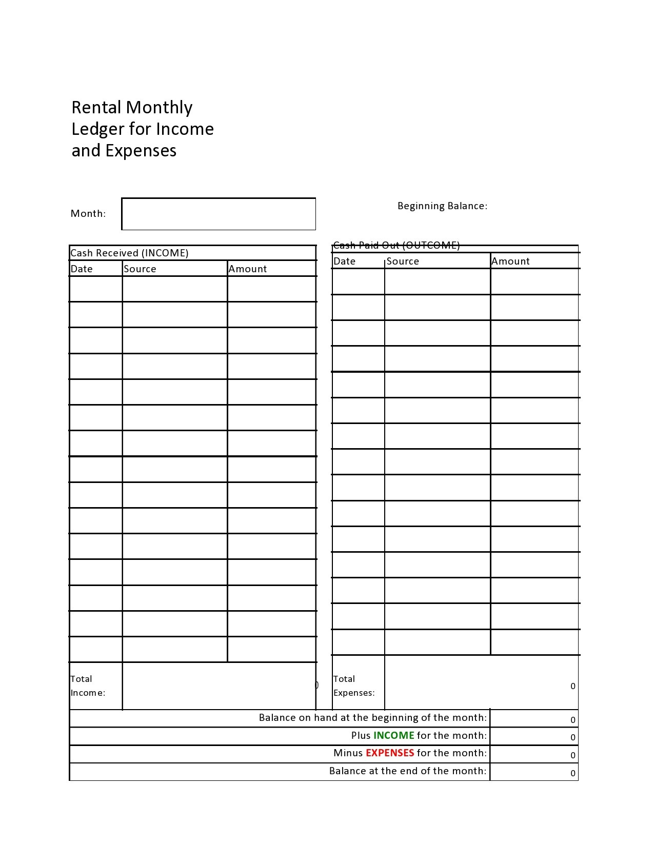 39 Printable Rental Ledger Templates (Lease Ledger) with regard to Free Printable Rent Ledger