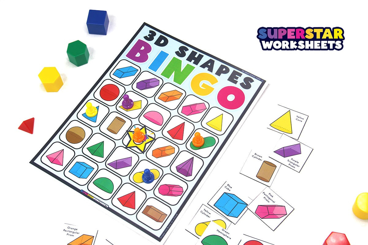 3D Shape Bingo - Superstar Worksheets with regard to 3D Shape Bingo Free Printable