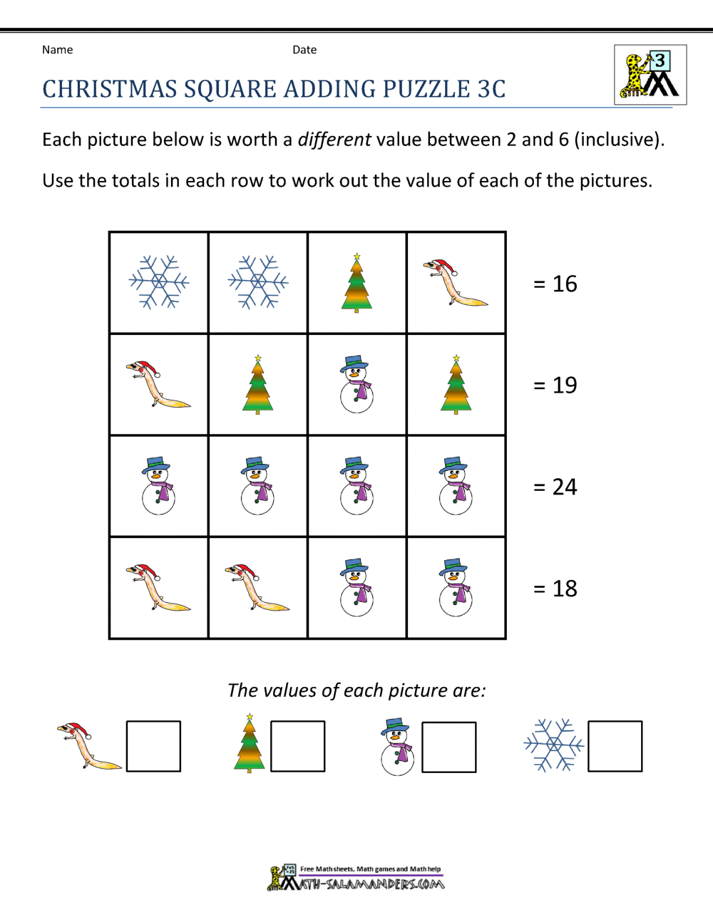 3Rd Grade Christmas Math Worksheets in Free Printable Christmas Worksheets For Third Grade