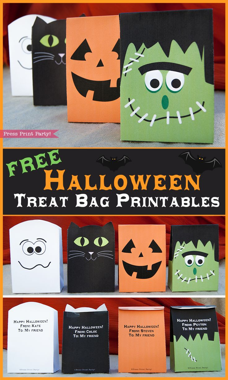 4 Free Halloween Treat Bags Printables -Press Print Party! inside Free Printable Trick Or Treat Bags