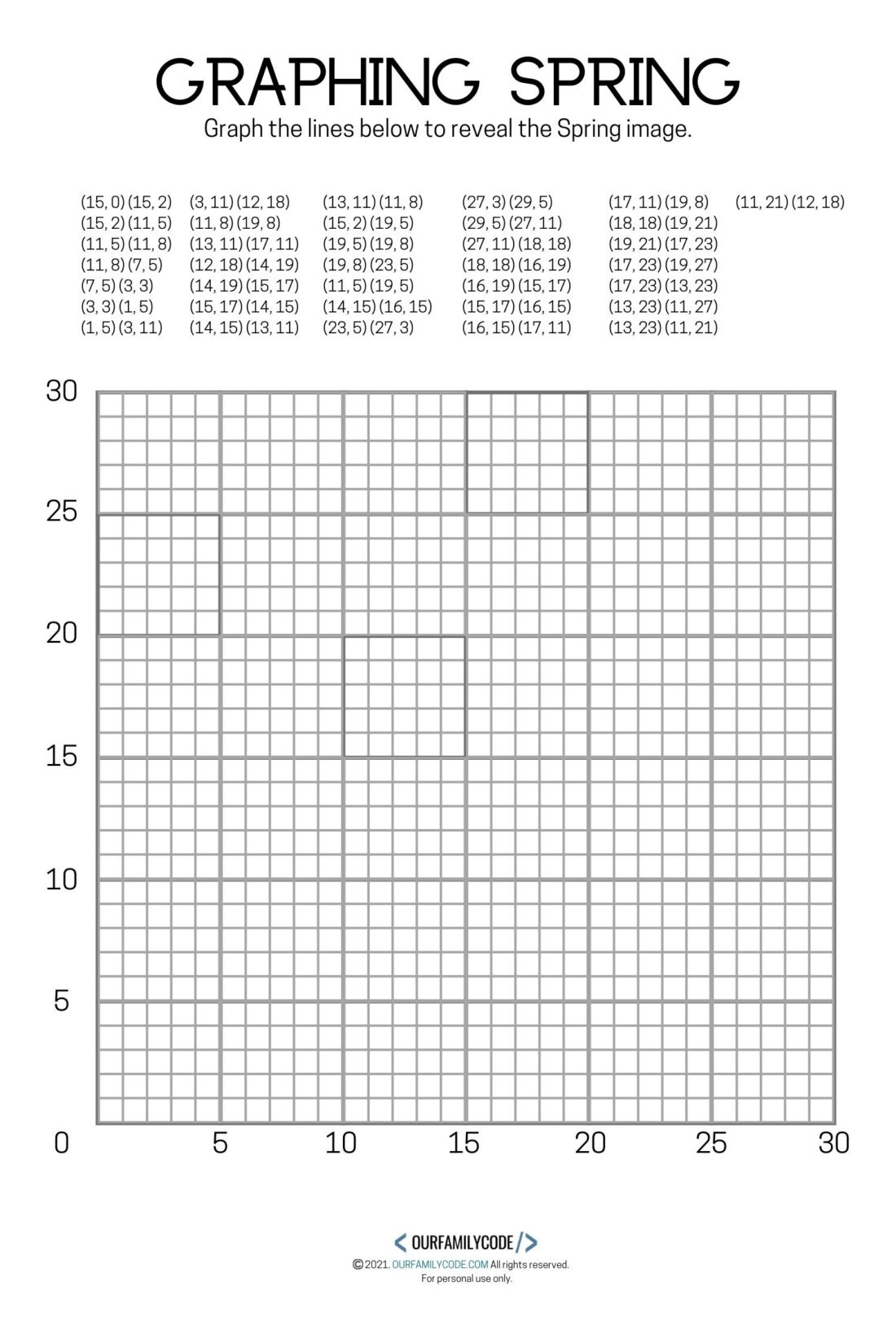 4 Free Spring Graphing Coordinate Plane Worksheets - Our Family Code within Free Printable Coordinate Grid Worksheets