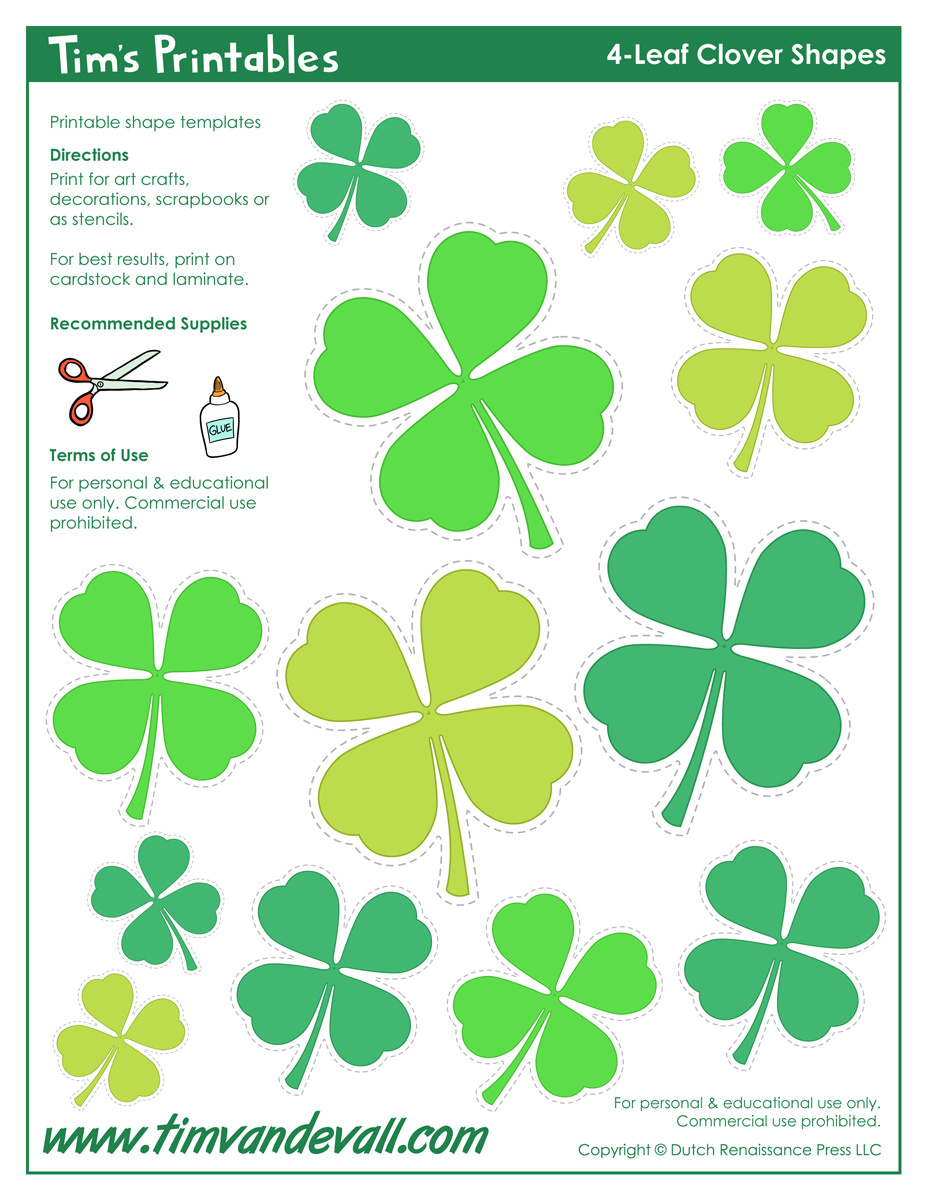 4-Leaf Clover Templates regarding Four Leaf Clover Template Printable Free