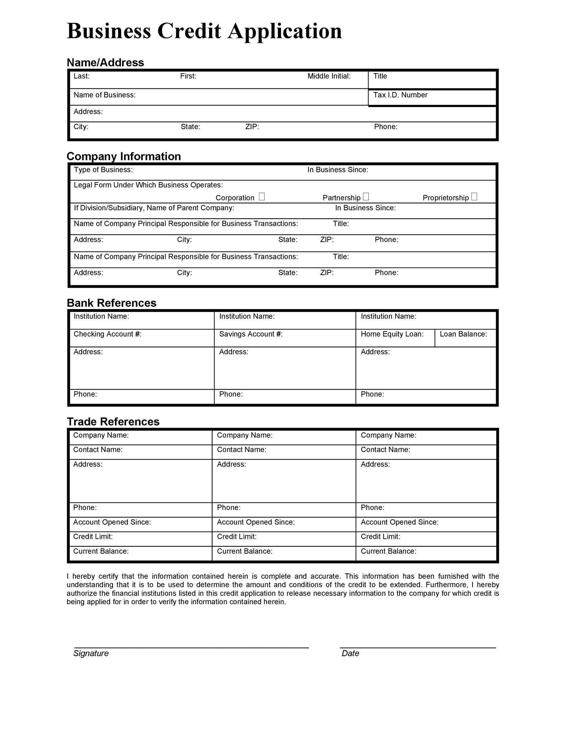 40 Free Credit Application Form Templates &amp;amp; Samples throughout Free Printable Business Credit Application Form