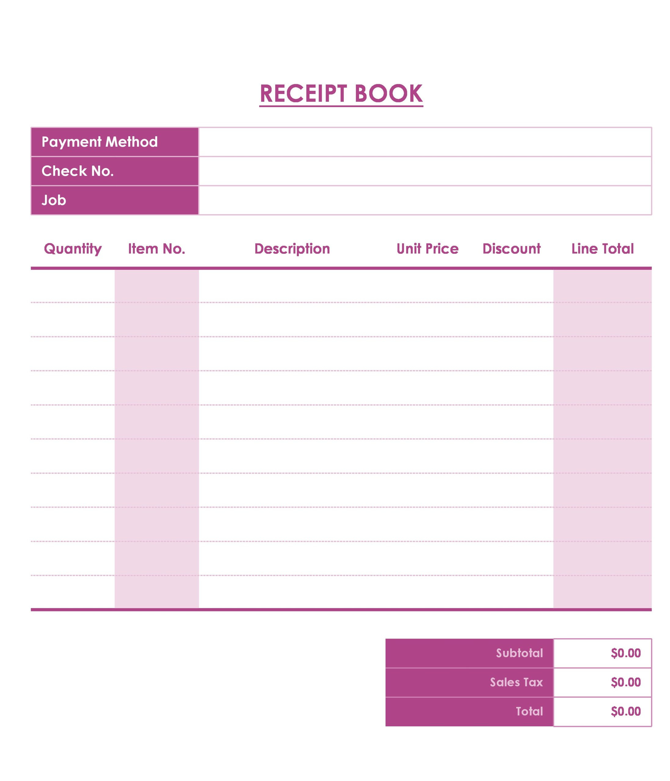 40 Free Receipt Book Templates [Word, Excel, Pdf] regarding Free Cash Book Template Printable