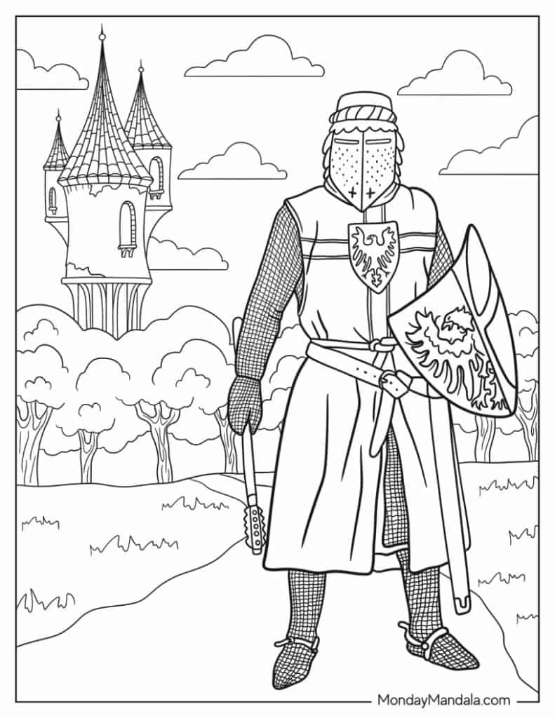 40 Knight Coloring Pages (Free Pdf Printables) with regard to Free Printable Pictures Of Knights