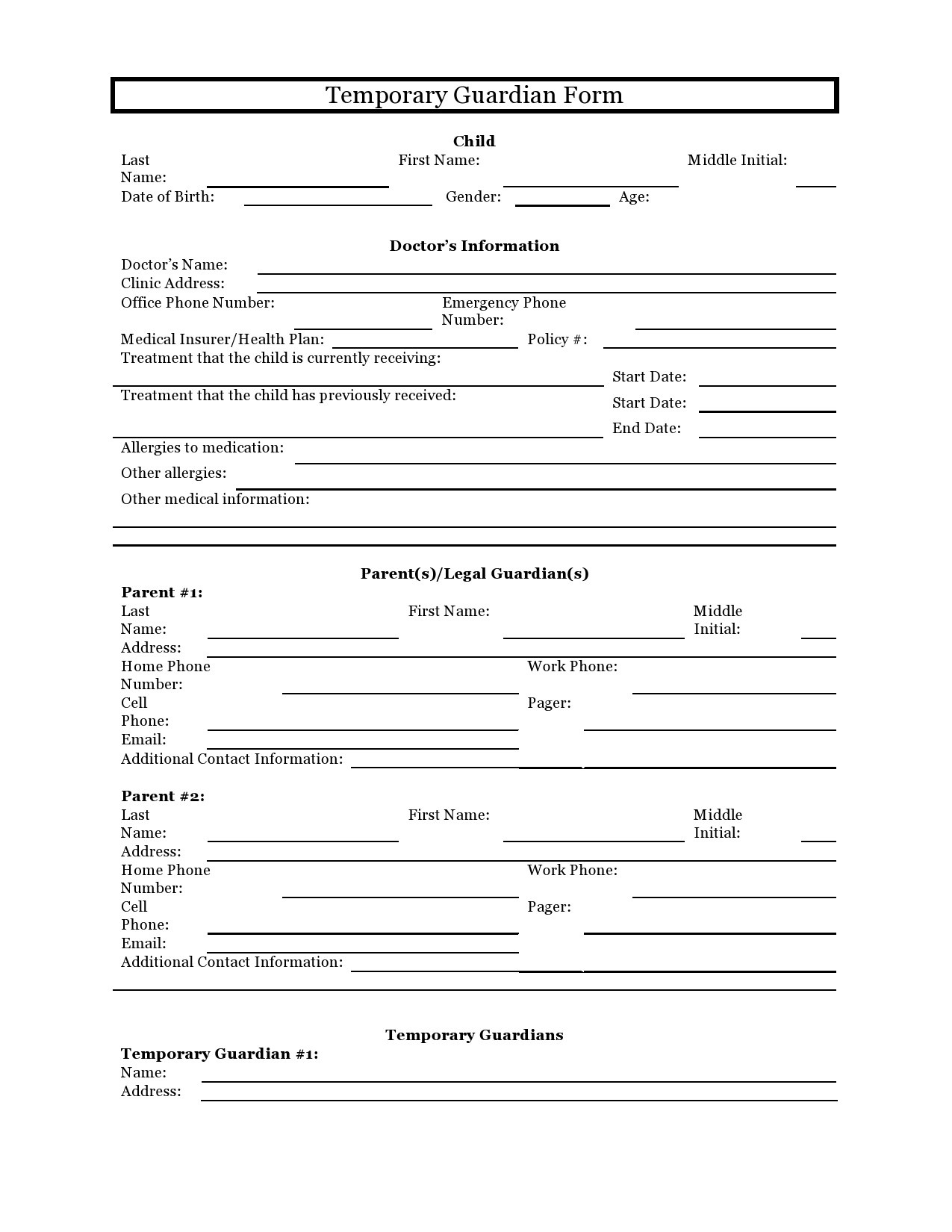 40 Printable Temporary Guardianship Forms [All States] pertaining to Free Printable Guardianship Forms