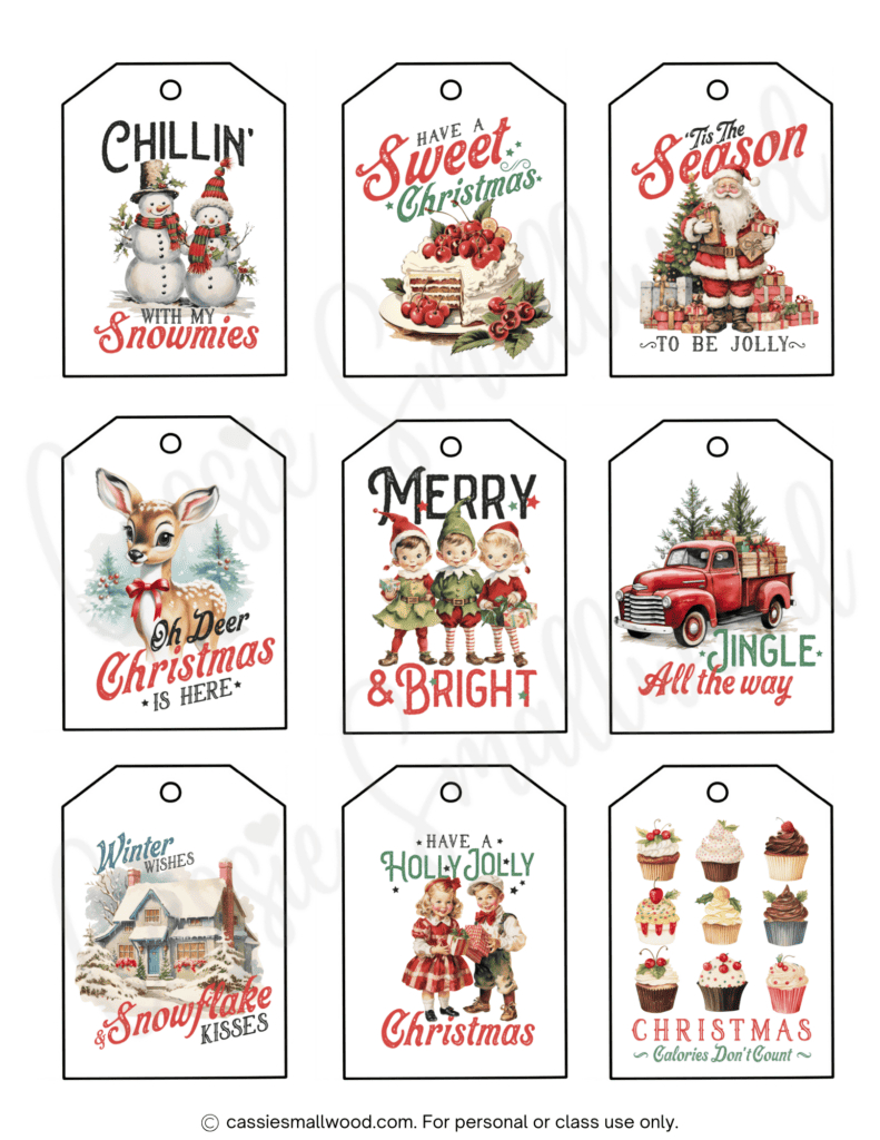 400+ Cutest Printable Christmas Tags (Free Pdf) - Cassie Smallwood throughout Free Printable Vintage Christmas Tags For Gifts