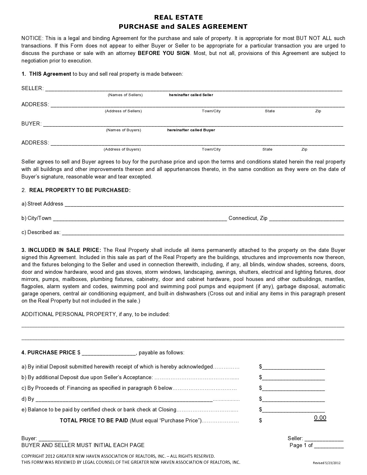 41 Simple Real Estate Purchase Agreement Templates [Free] intended for Free Printable Real Estate Contracts