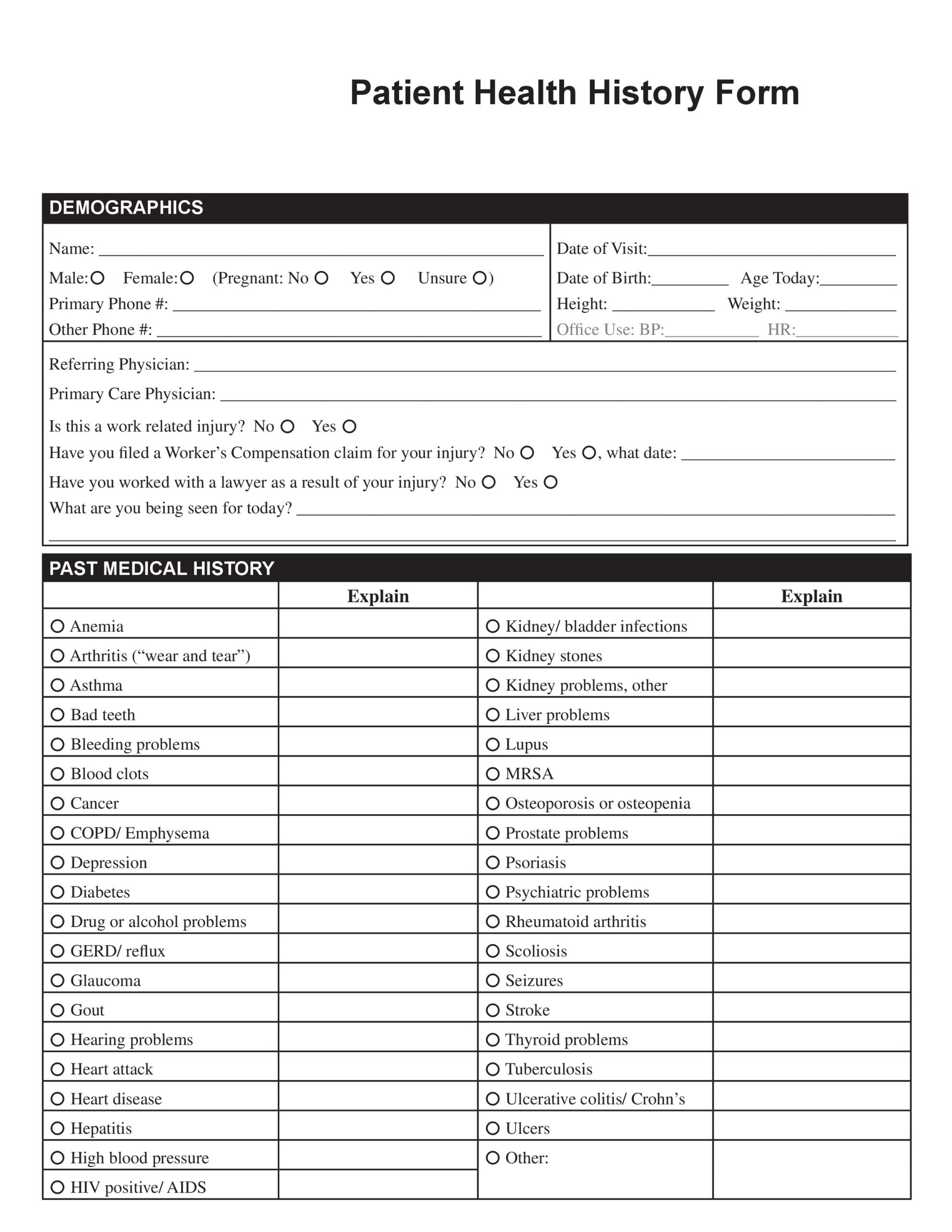 43 Medical Health History Forms [Pdf, Word] ᐅ Templatelab within Free Printable Medical History Forms